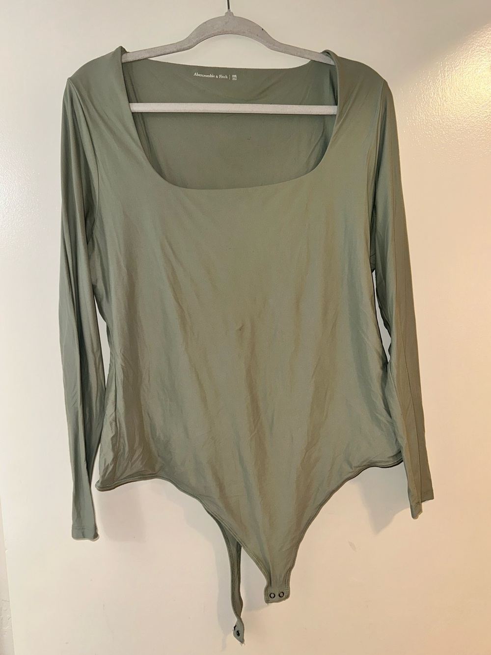 Abercrombie & Fitch Sage Green Long-Sleeve Scoop Neck Bodysuit